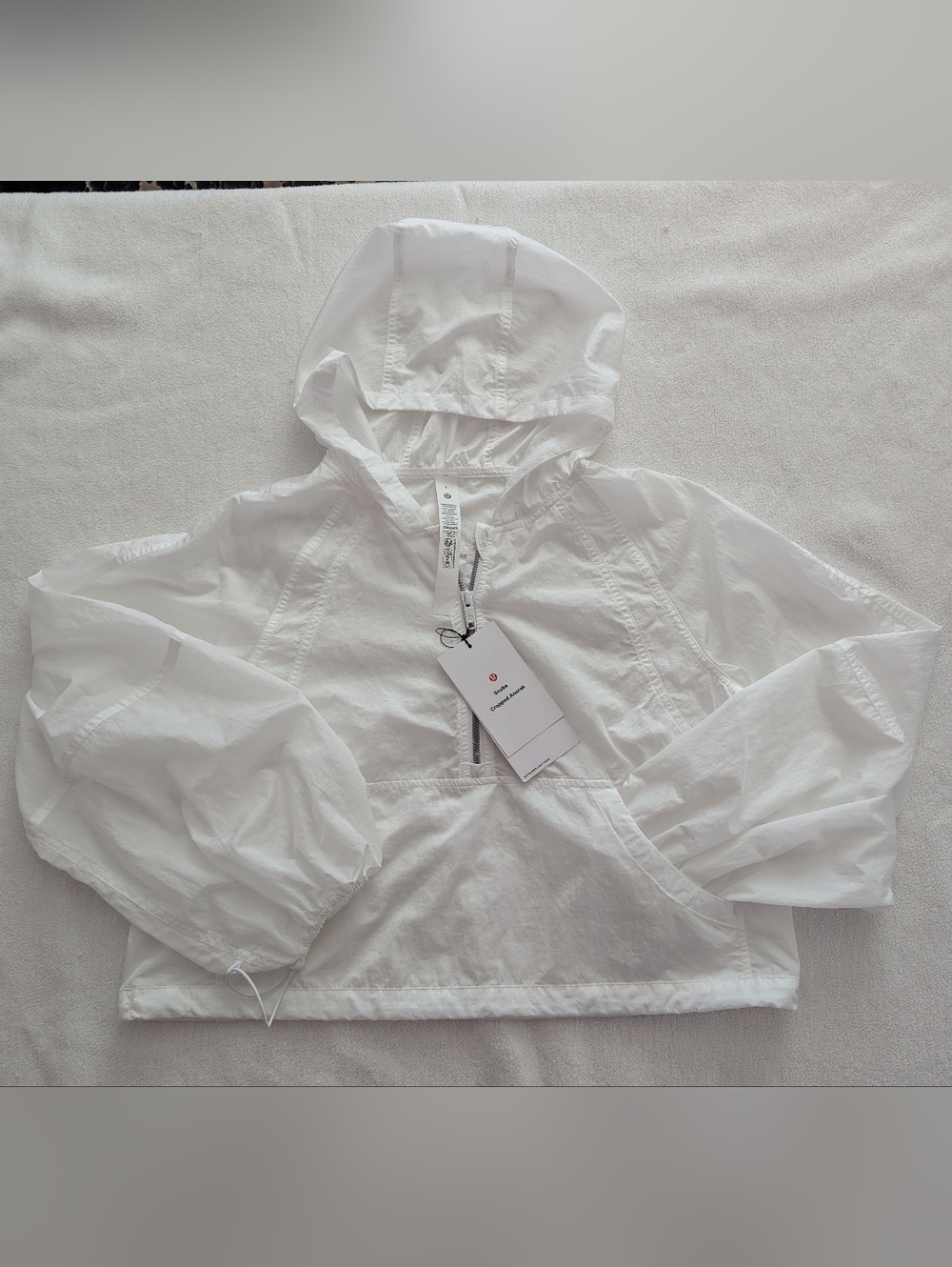 lululemon White Cropped Scuba Anorak with Hood